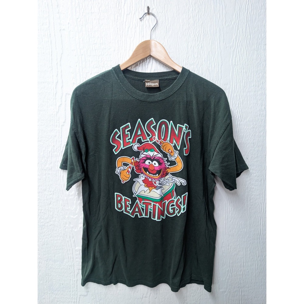 Vintage Y2K The Muppets Animal Christmas T-Shirt Seasons Beatings Size Large